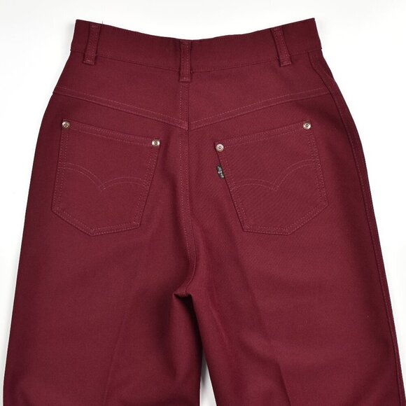Vintage Levi's 70's Polyester Pocket Burgundy Pants - 26 - Picture 3 of 8